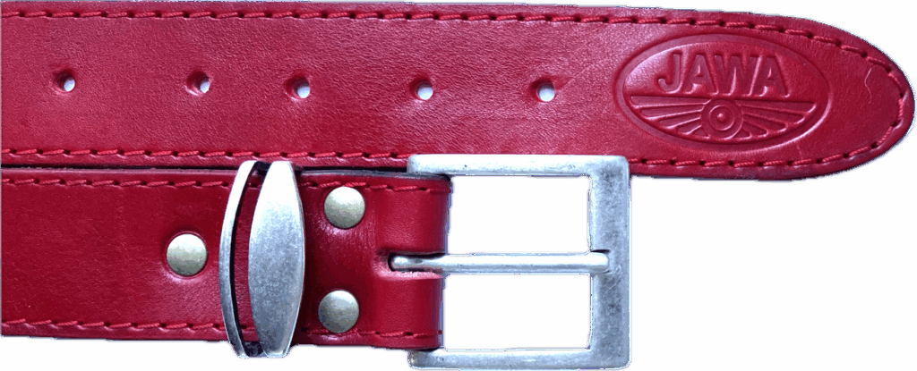 Pásek kožený - červený - červené prošití