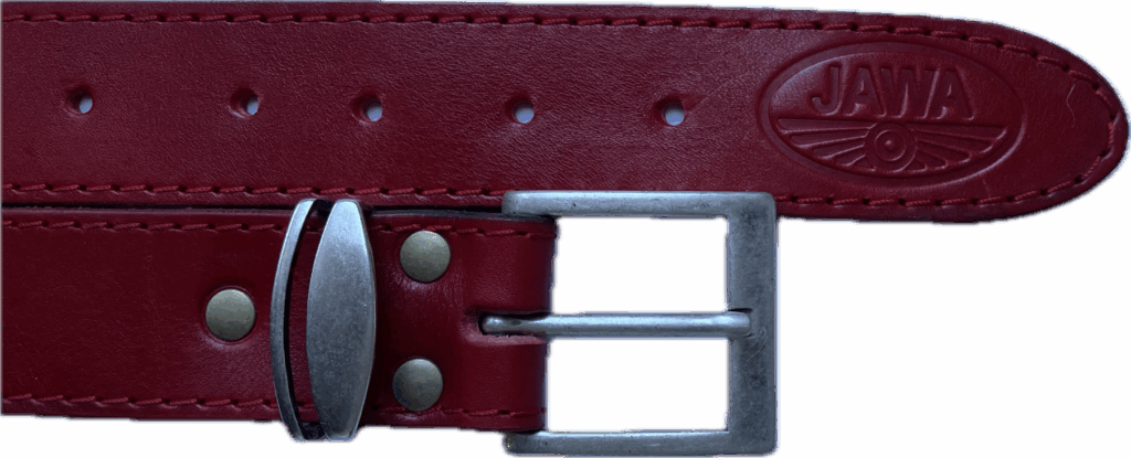 Pásek kožený - červený - červené prošití